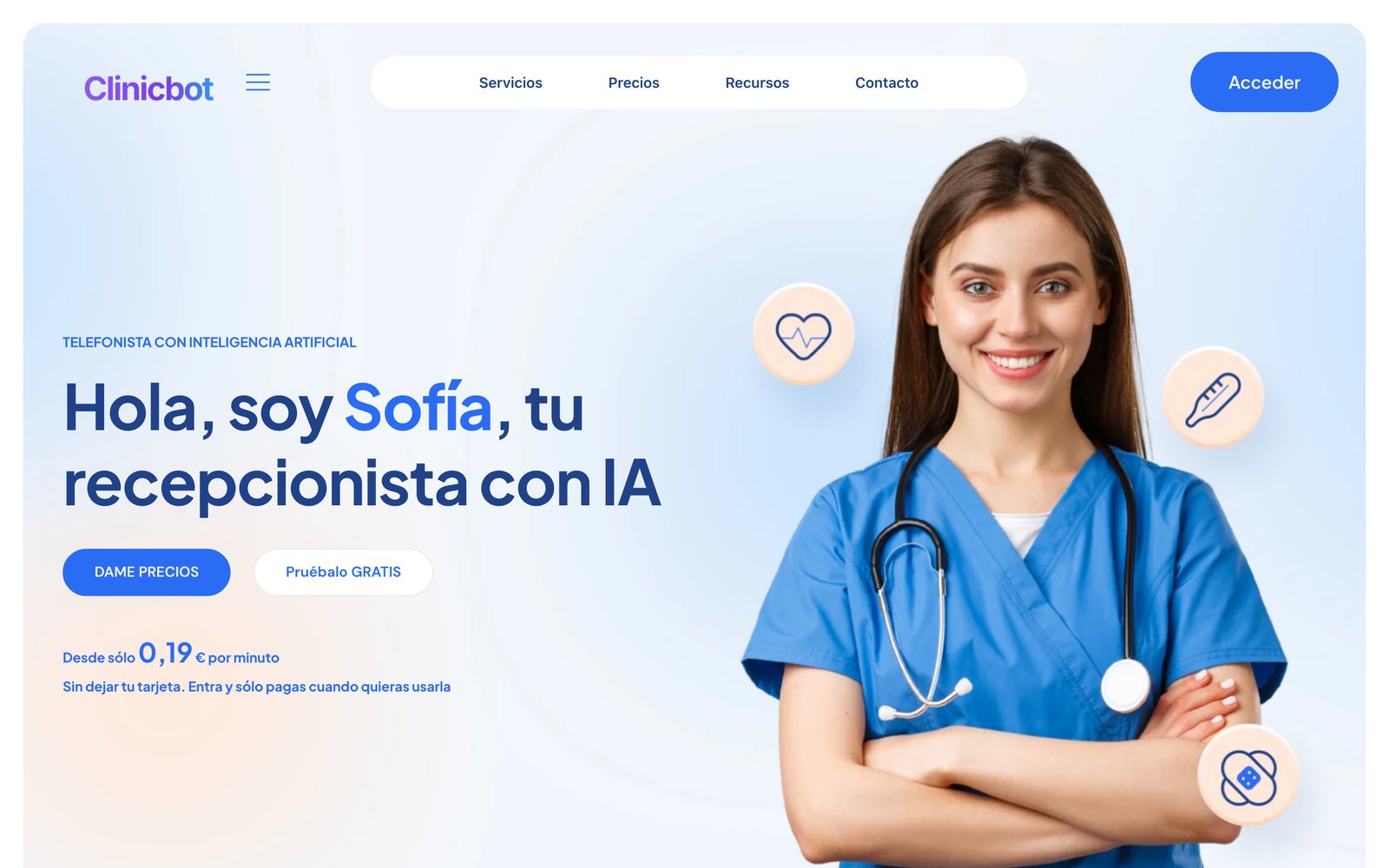 Web de Clinicbot: Sofía, recepcionista telefónica con IA para clínicas