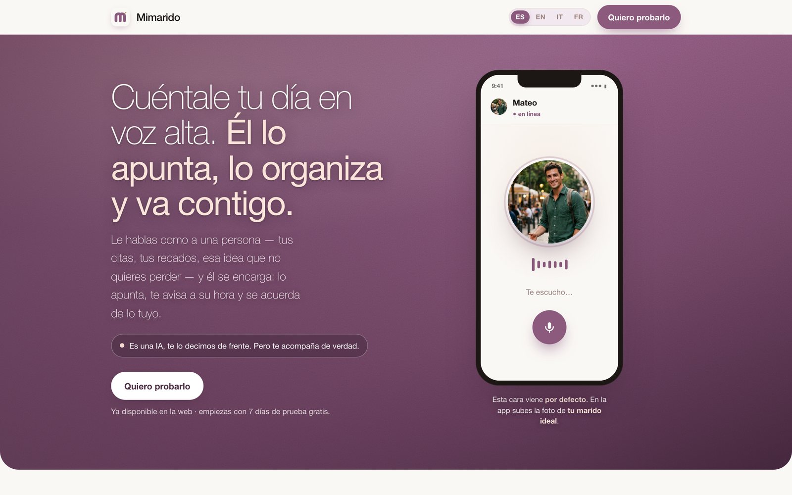 Web de Mimarido: cuéntale tu día en voz alta, él lo apunta y lo organiza